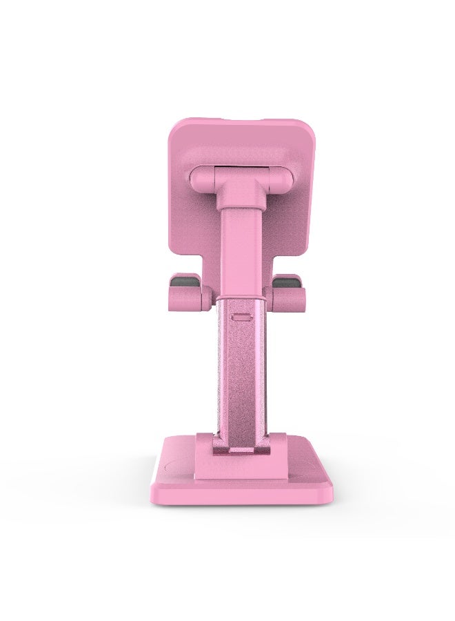porodo Desktop Phone & Tablet Stand with Adjustable Telescopic Rod/ Rotating Desktop Phone Holder/ Horizontal & Vertical Tablet Stand/ Adjustable & Foldable Stand with Anti-Slip Base - Pink - Image 5