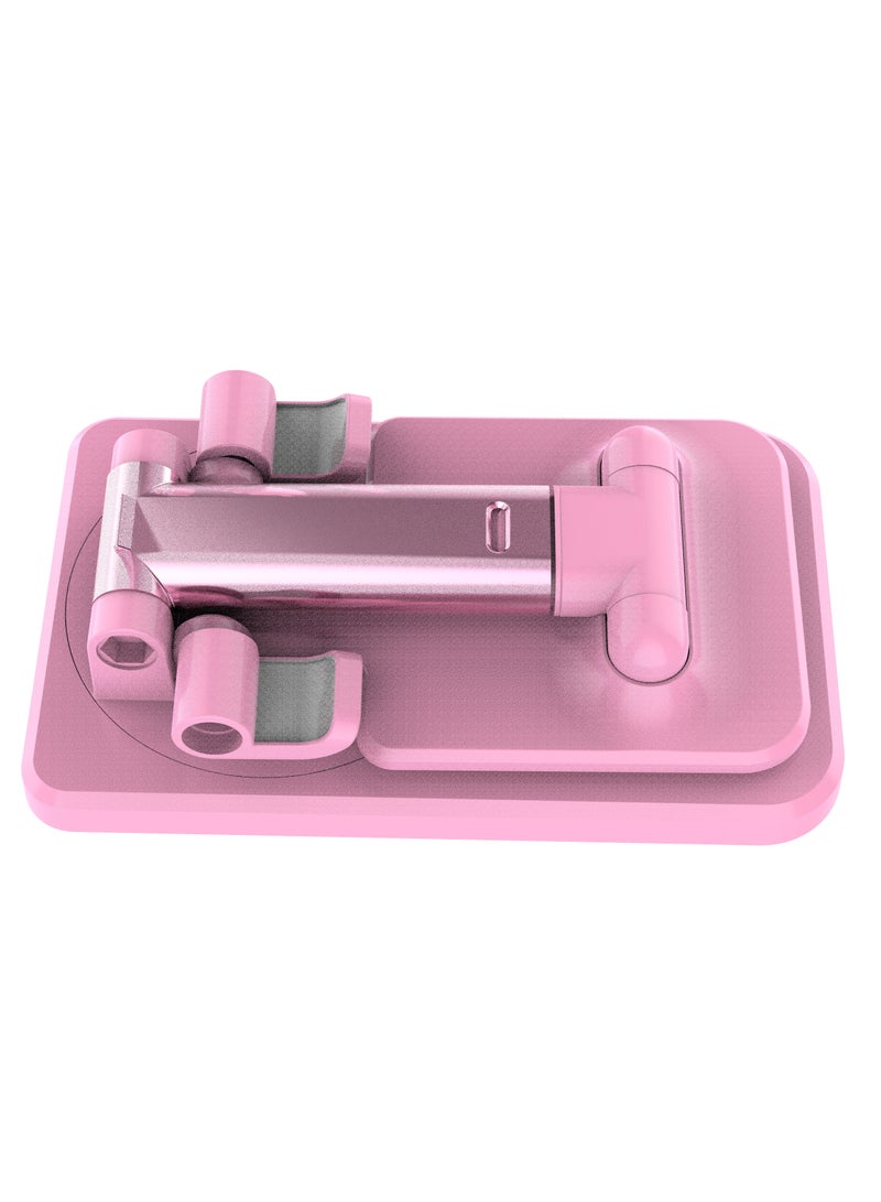 porodo Desktop Phone & Tablet Stand with Adjustable Telescopic Rod/ Rotating Desktop Phone Holder/ Horizontal & Vertical Tablet Stand/ Adjustable & Foldable Stand with Anti-Slip Base - Pink - Image 2