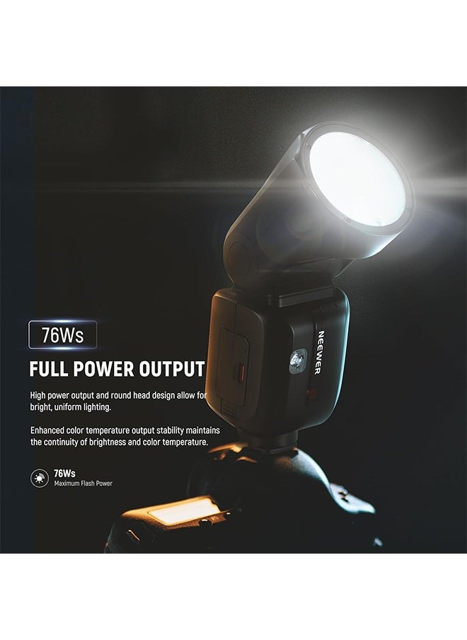 Neewer NEEWER Z2PRO-C 2.4G TTL Round Head Flash Speedlite Compatible with Canon, Wireless Compatible with Godox, Upgraded UI, 76Ws 1/8000s HSS, TTL/M TCM Switch, 7.2V/3000mAh Battery, 600 Full Power Flash  - Image 2