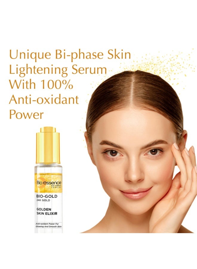 Bio Essence 24K Gold Skin Elixir, Vitamin C Face Serum, Moroccan Argan Oil, Hyaluronic Acid, Niacinamide, Dark Spots Correcting Serum For Face, Ideal for All Skin Types, 30g - Image 2