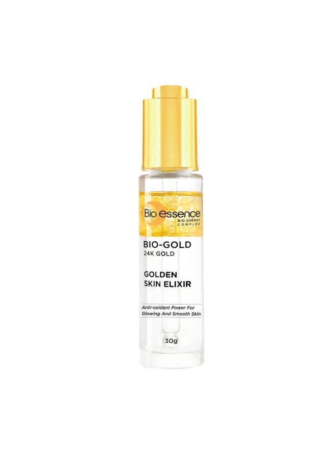 Bio Essence 24K Gold Skin Elixir, Vitamin C Face Serum, Moroccan Argan Oil, Hyaluronic Acid, Niacinamide, Dark Spots Correcting Serum For Face, Ideal for All Skin Types, 30g - Image 1
