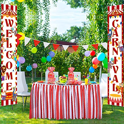 Epakh 100 Packs Carnival Candy Bags Circus-themed Plastic Party Treat Bags with Popcorn Pattern and Gold Twisted Ties for Carnival Birthday Party Favors, Cookies, and Cupcakes (Simple) - Image 5