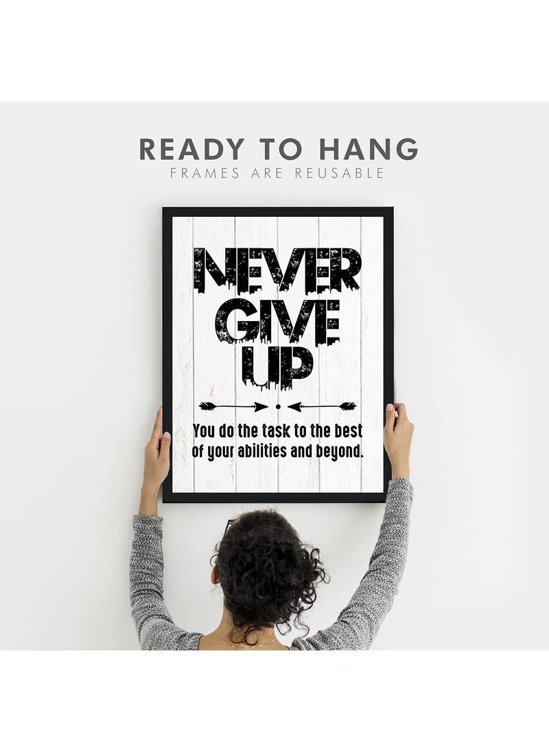 Chaka Chaundh Chaka Chaundh Motivation Quotes Wall Frame Never Ever Give up Wall Poster Never Give up Painting 136 X 106 Inches Never Give up White  - Image 4