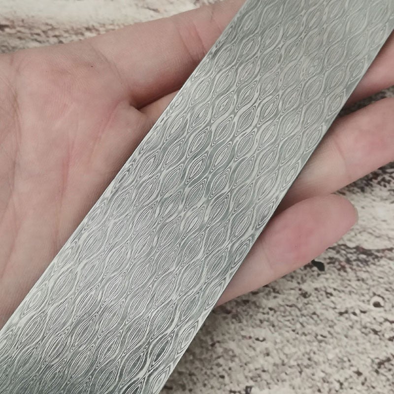 Damascus Steel Billet: Peacock Feather Pattern - High Density Toughness Forged Clamp Steel for DIY Cutting Tool Makers - Image 5