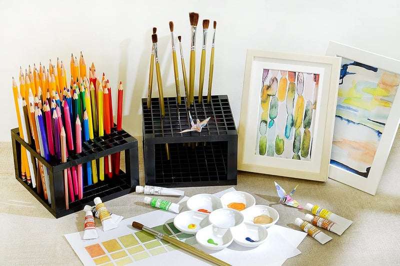CAXXA 2 PACK 96 Hole Art Plastic Pencil & Brush Holder Desk Stand Organizer Holder for Pens, Paint Brushes, Colored Pencils, Markers (2 Pack) - Image 5