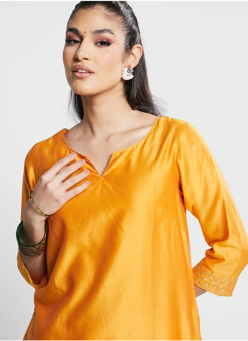 Fabindia Notched Neck Long Kurti Set