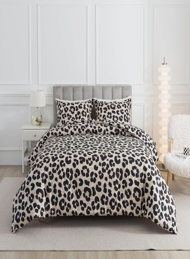 Caressma Safari Leopard Cheetah Print Comforter Set, King Size 3 Pieces for All Seasons, Ultra Soft Microfiber, Untamed Wilderness Style Comforter with Pillowshams - Image 2