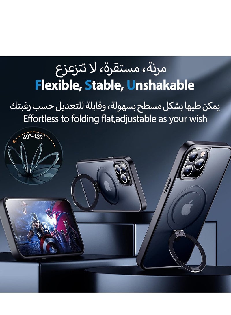 Concretization iPhone 14 Pro Max MagSafe Case with Magnetic Invisible Stand,【Full Shockproof Protection】Matte Back Phone Cover with Magnet Kickstand for Apple 14 Pro Max (2022)(Black) - Image 4