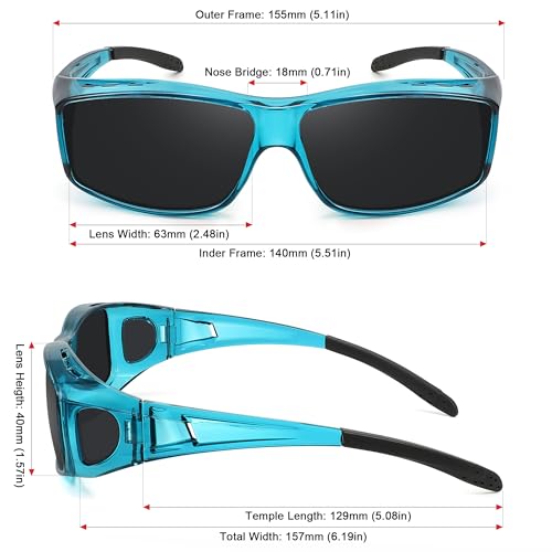 MEETSUN Fit Over Glasses Sunglasses for Men WomenWrap Around Sunglasses Polarized UV400 Protection Z1Clear BlueGray Lens - Image 3