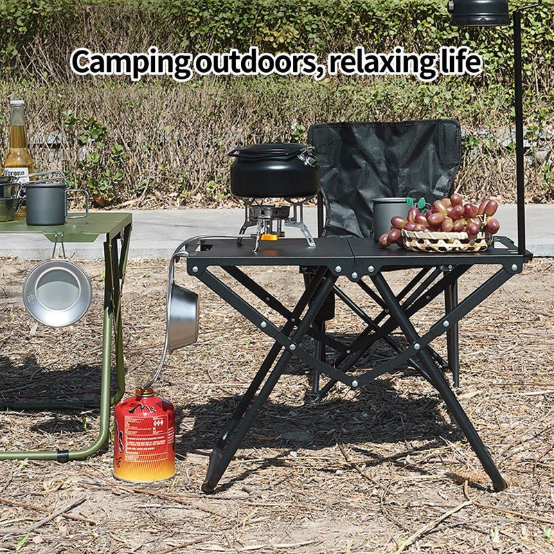 WMBOOX Metal Portable Tactical Camping Table, Foldable Lightweight Small Table with Storage Bag, Durable Carbon Steel Outdoor Picnic Table, Perfect for Fishing, Hiking and BBQ - Image 2