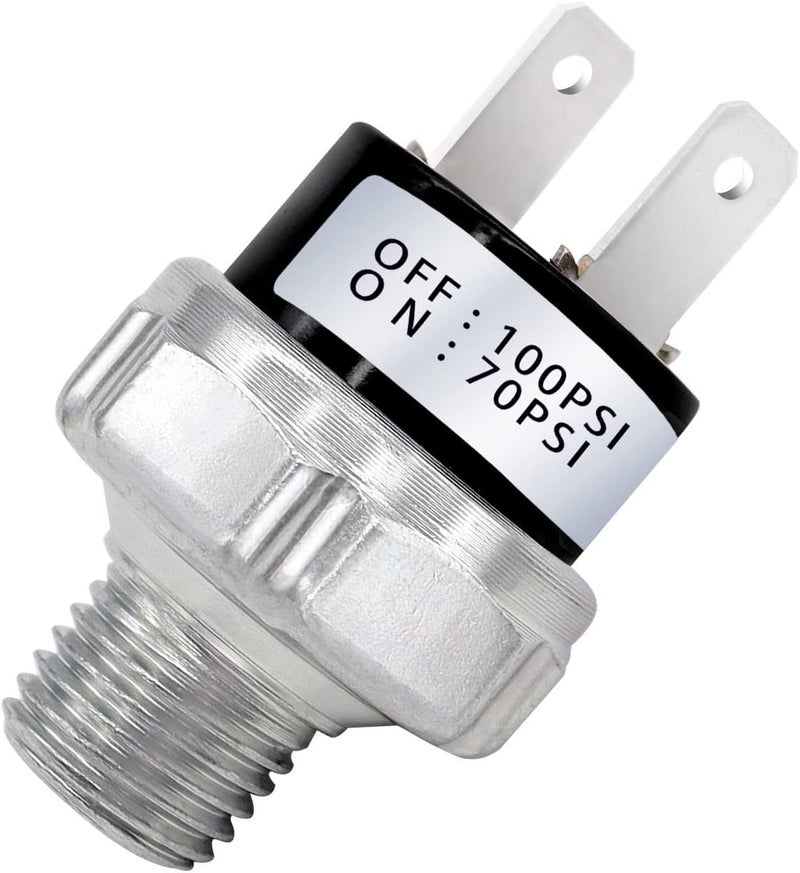 mankk Air Pressure Switch 70-100 PSI Thread 1/4" NPT 24V 12V DC Air Compressor Pressure Switch for Air Horn Train 70-100-1/4" NPT-W - Image 1