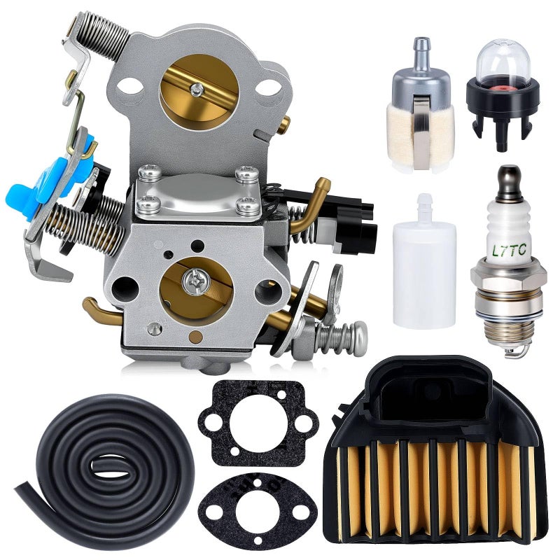 Harbot 455 Rancher Carburetor for Husqvarna 455 Rancher Parts 460 455E 461 Rancher Gas Chainsaw Replaces WTA-29 with 537255701 Air Filter Spark Plug Fuel Line All In One Kit - Image 1