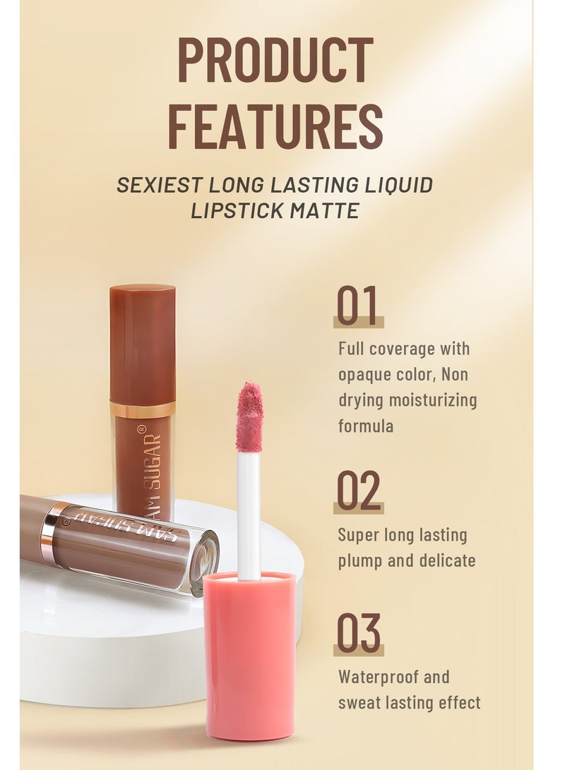 SAM SUGAR 12 Colors Book Style Velvet Matte Liquid Lipstick Christmas Gift Set Long-Lasting Non-Stick Cup Not Fade Shimmer Nude Lip Gloss Thanks For the Love Lip Set (Set A) - Image 3