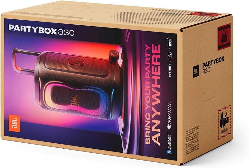 جي بي إل JBL PartyBox 330 Portable Party Speaker with LED Light Show, Black | Dynamic Light Show, Bluetooth Connectivity, Active Amplification, Portable Design JBLPB330BLKUK multicolour - Image 4