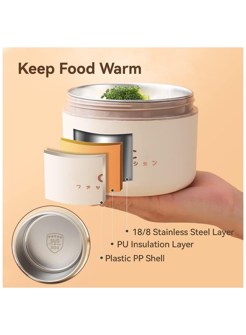 GuRiver Stainless Steel Lunch Box: 2 * 440ml+2*660ml Microwave-Safe Round Bento Box - 304 Stackable Insulated Leakproof 4 Pack , with Thermal Bag& Cutlery - for Adults Students Office School Picnic Camping - Image 4