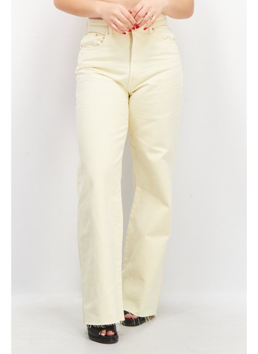 Stradivarius - Women Straight Fit Textured Non Stretchable Denim Jeans, Yellow - Image 1