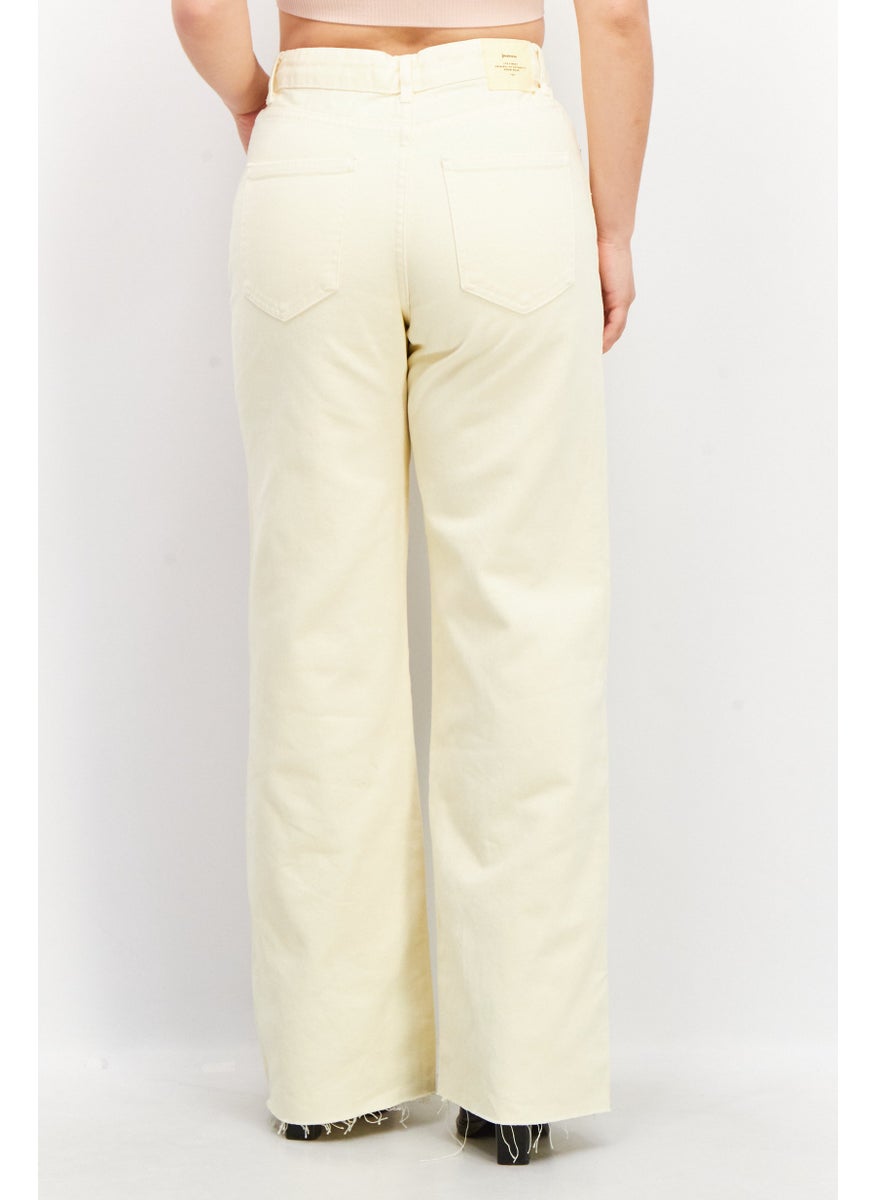 Stradivarius - Women Straight Fit Textured Non Stretchable Denim Jeans, Yellow - Image 1