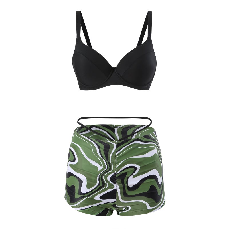 New Parent-Child Swimwear Women'S Blouse Long-Sleeved Sunscreen Hard Bag Bikini Three-Piece Купальник - Image 5