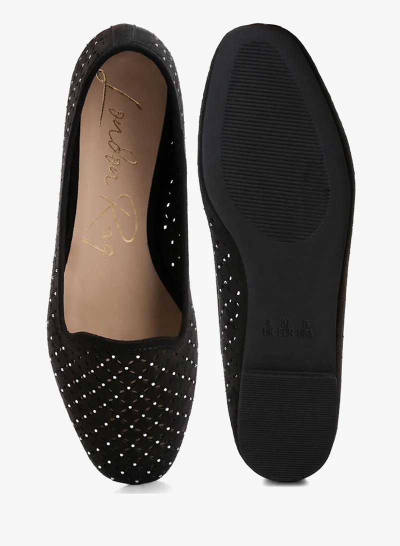 London Rag Black London Rag Women's Perforated Ballerinas in Black for Women | Best Price UAE