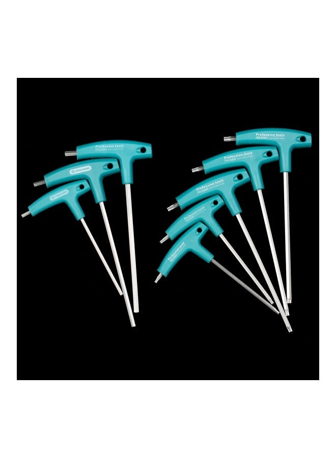 NIBEMINENT 8-Piece Metric T-Type Hexagon Wrench Set Green/Silver 31.00x3x21cm - Image 2