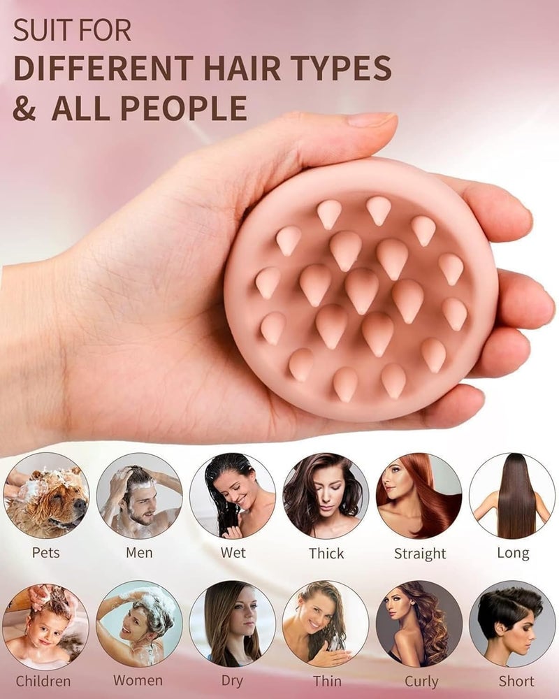 FITTO Silicone Scalp Massager Shampoo Brush for Shower, Soft Bristles, Waterproof Scalp Exfoliator, Deep Cleansing Hair Brush, Gentle Scalp Care for Men, Women, and Kids - Pink - Image 5