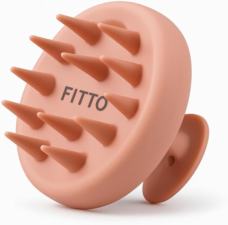 FITTO Silicone Scalp Massager Shampoo Brush for Shower, Soft Bristles, Waterproof Scalp Exfoliator, Deep Cleansing Hair Brush, Gentle Scalp Care for Men, Women, and Kids - Pink - Image 1