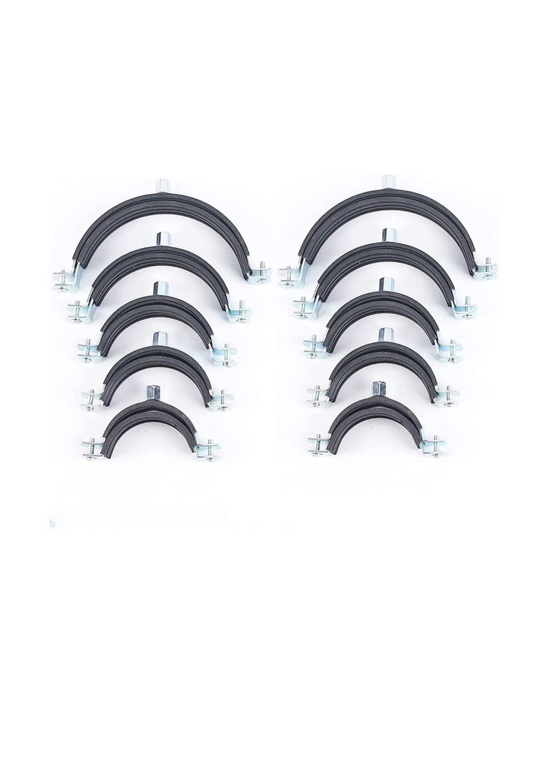 Heavy Duty Adjustable Two-screw Pipe Galvanized Iron (GI) Clamp with Rubber Lined or Unlined for Wall Ceiling Mount Pipe Supports, Split Ring Hanger (1.1/2 Inch, Pack of 10)  - Image 1