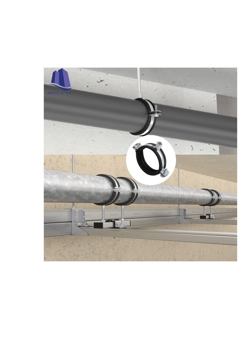 Heavy Duty Adjustable Two-screw Pipe Galvanized Iron (GI) Clamp with Rubber Lined or Unlined for Wall Ceiling Mount Pipe Supports, Split Ring Hanger (1.1/2 Inch, Pack of 10)  - Image 3