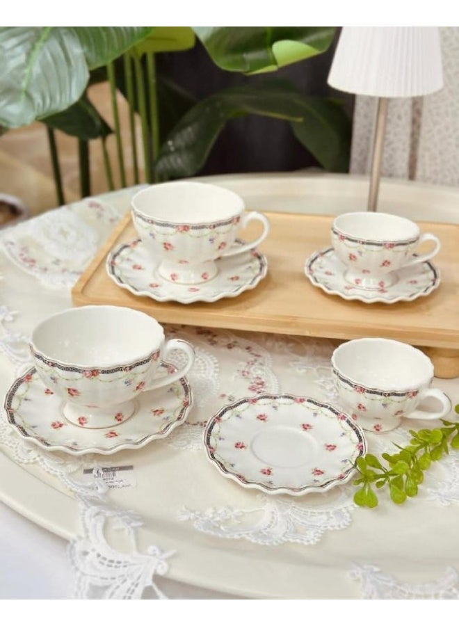 طقم قهوة فلاورى الطقم 6 فنجان و 6 طبق فنجان  - Image 4