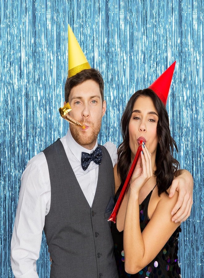 AMONE 3 Pack Blue Backdrop Party Streamers Ocean Themed Decor Birthday Party Decorations Foil Fringe Backdrop Curtain Graduation Baby Shower Bachelorette Winter Holiday Party Decorations Supplies - Image 5
