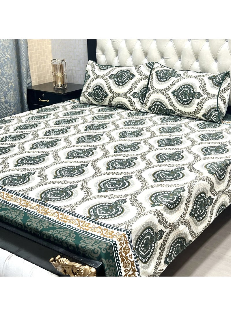 Double Bed sheet Set King Size- Cotton Bedsheets Printed with Pillow Cover