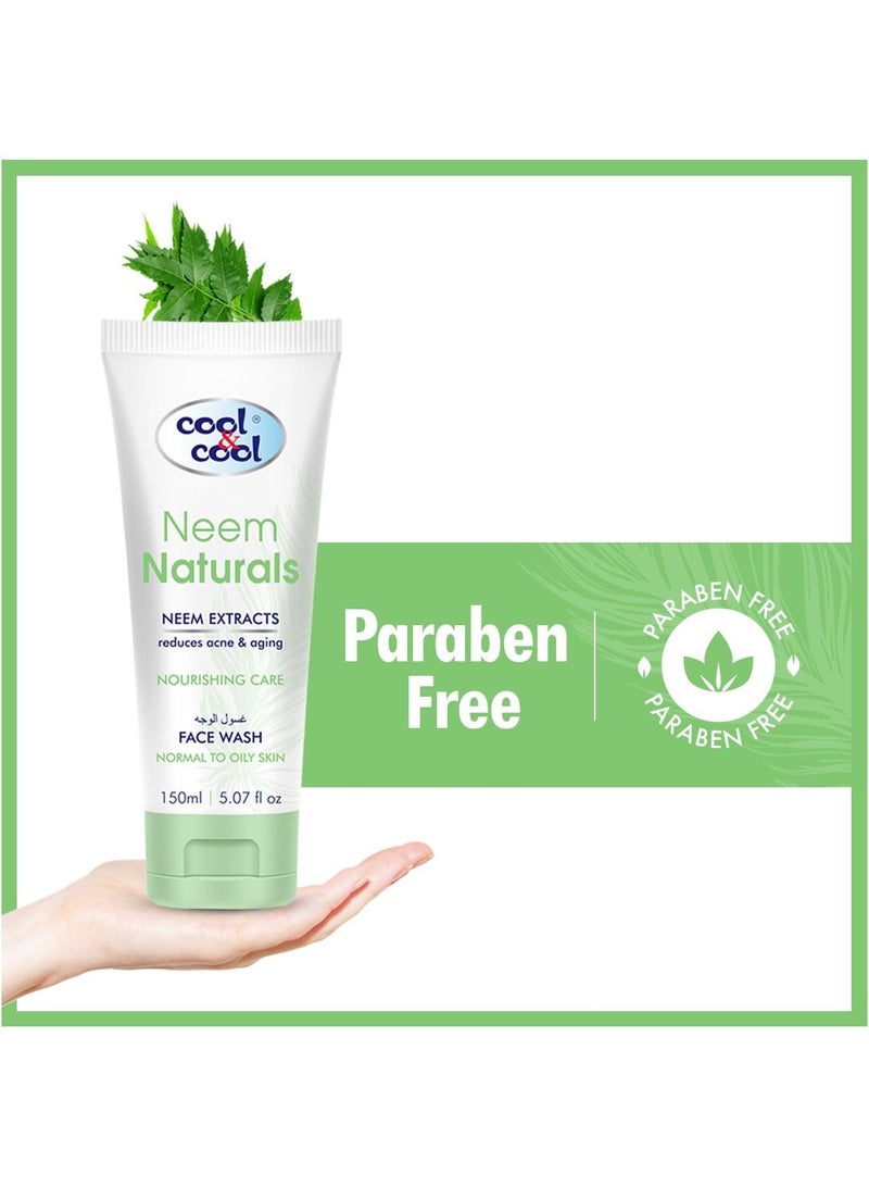 كول اند كول غسول الوجه كول آند كول نيم ناتشورالز 150 مل - زيت النيم الطبيعي، مضادات الأكسدة، خالي من البارابين، منعش ومنشط، يعالج ندبات حب الشباب ويغذي البشرة، مناسب للبشرة العادية إلى الدهنية - Image 2