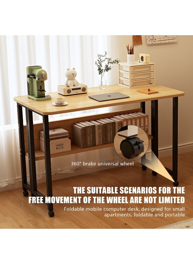 ميشيدا مكتب كمبيوتر منزلي مكتبي، مكتب مطوي بحصة تخزين متكاملة، مع عجلات لسهولة النقل لمحطة عمل الكمبيوتر - Image 3