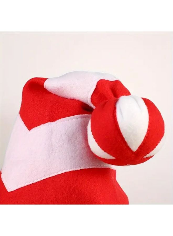 2pcs Festive Red Green Striped Party Hats Soft Flannel Holiday Christmas Decorations - Image 5