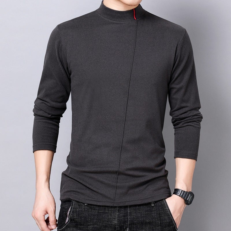 Mens Thermal Long Sleeve Turtleneck Velvet T-Shirt Brown - Image 4