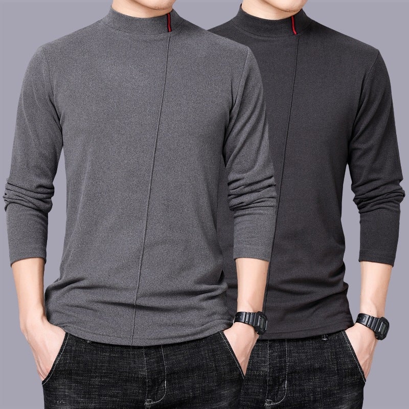 Mens Thermal Long Sleeve Turtleneck Velvet T-Shirt Brown - Image 5