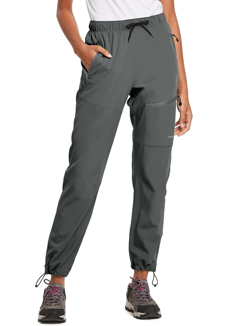 BALEAF Women's Hiking Pants Quick Dry Water Resistant Lightweight Joggers Pant for All Seasons Elastic Waist Steel Gray Medium, Capri - Image 1