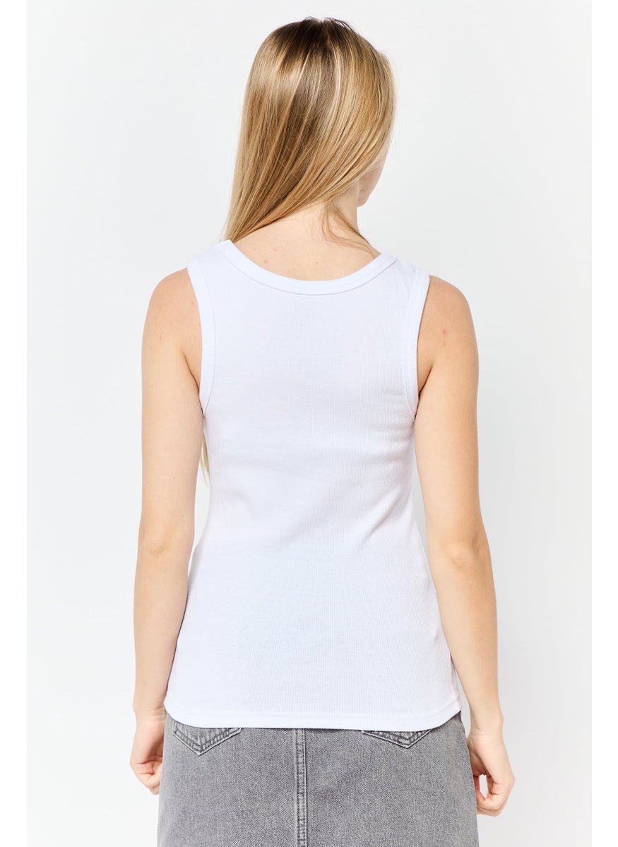 bebe - Women Scoop Neck Sleeveless Brand Logo Tank Top, White - Image 1
