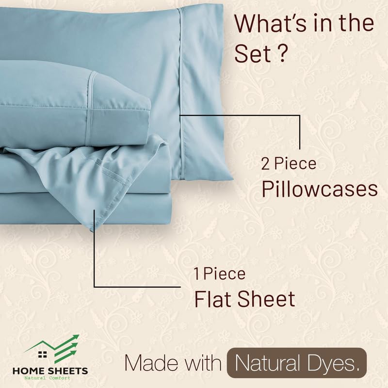 HOME SHEETS Single Plain Sateen 500 TC 100 Cotton Single Size 60 X 90 inch Bedsheet with 18 X 28 inch 2 Pillow Covers Single Size Light Blue Solid - Image 5