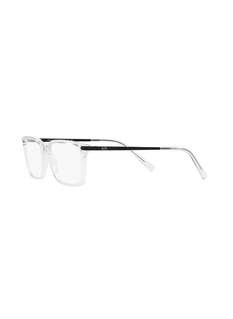 A|X ARMANI EXCHANGE Men's Ax3077 Rectangular Prescription Eyewear Frames, Crystal/Demo Lens, 54 mm