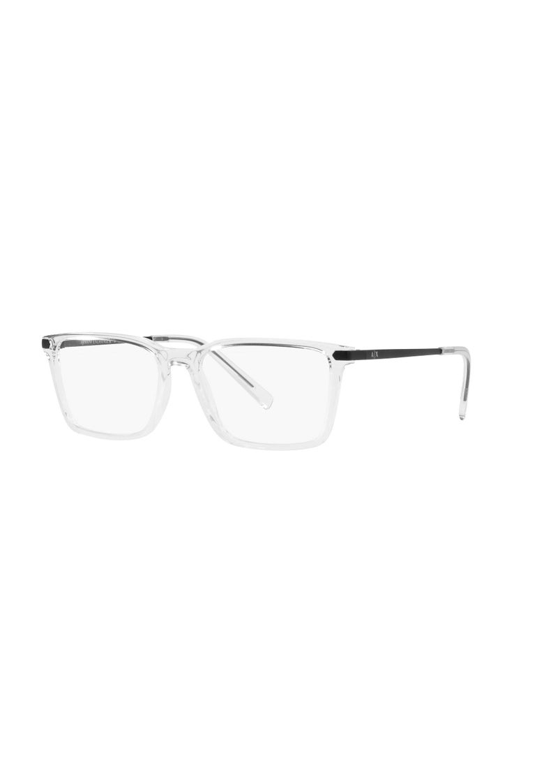 A|X ARMANI EXCHANGE Men's Ax3077 Rectangular Prescription Eyewear Frames, Crystal/Demo Lens, 54 mm