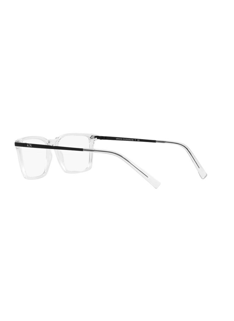 A|X ARMANI EXCHANGE Men's Ax3077 Rectangular Prescription Eyewear Frames, Crystal/Demo Lens, 54 mm