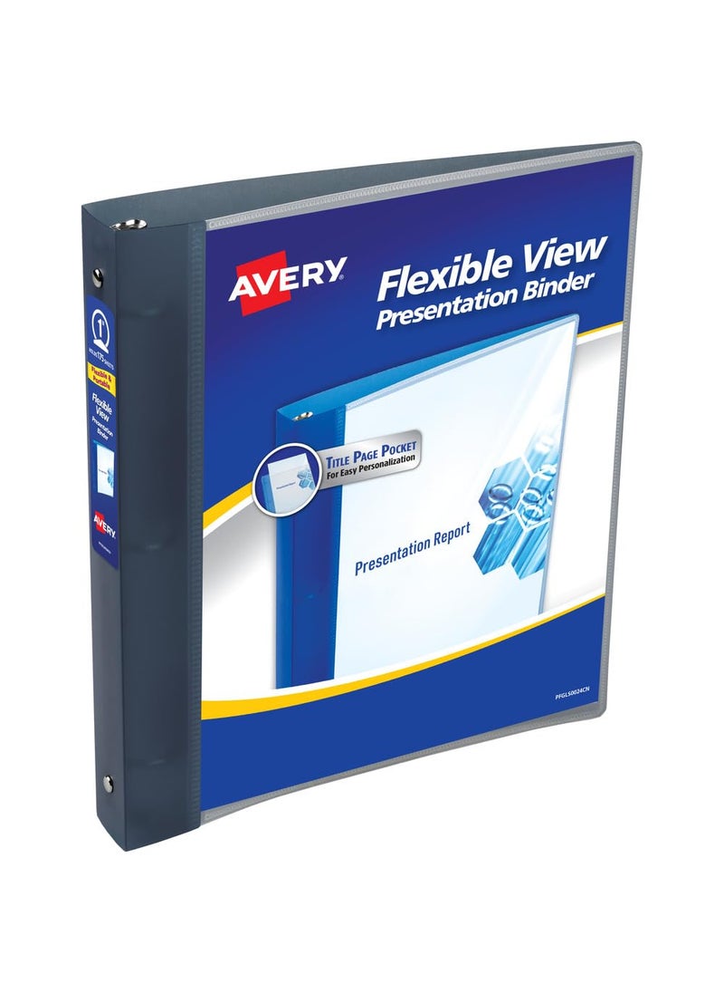 AVERY Avery Flexible View 3 Ring Binder, 1 Inch Round Rings, 1 Gray Binder (17676)  - Image 1