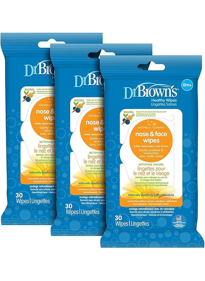 Dr. Brown's مناديل الأنف والوجه، 30 منديلًا، عبوة من 3 قطع  - Image 1