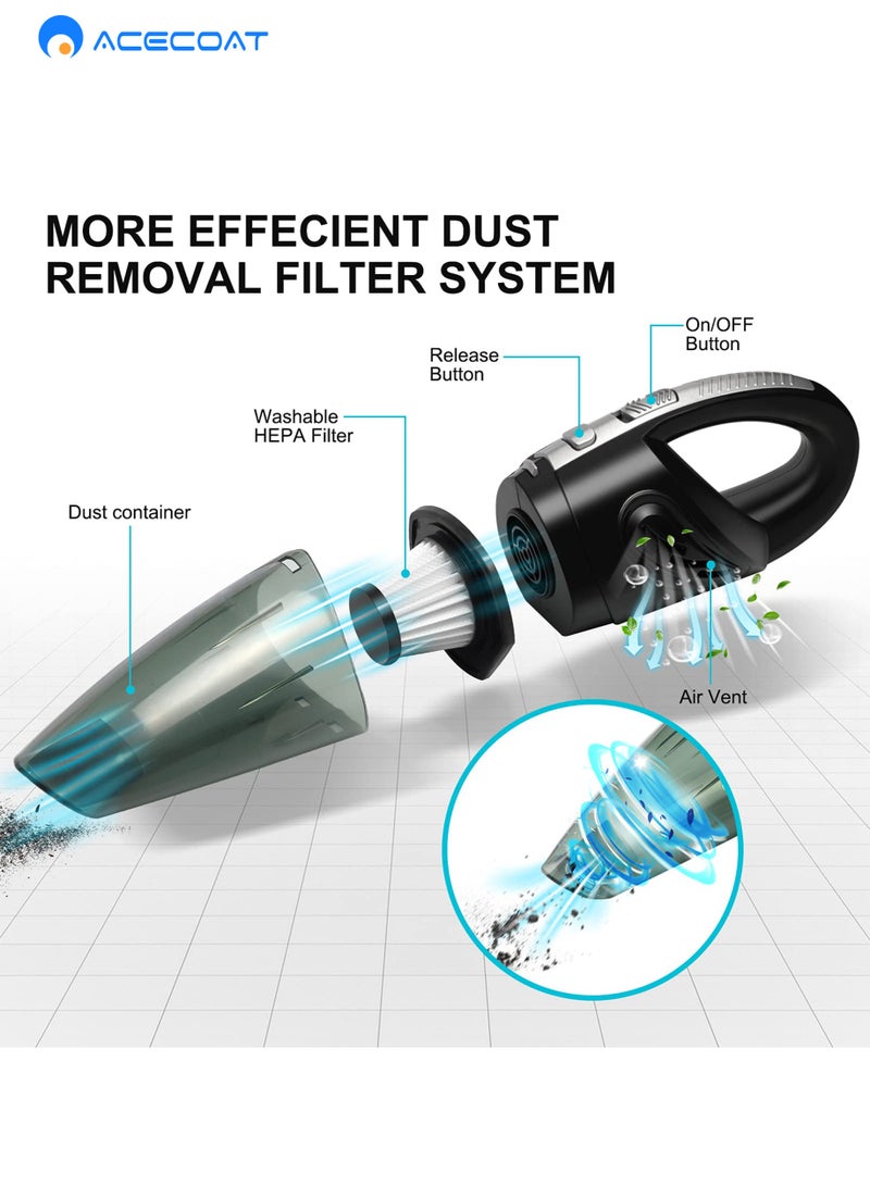 ايسكوت مكنسة كهربائية محمولة لاسلكية عالية الطاقة 120 وات 3200 باسكال مكنسة غبار منتهكي الغبار لاسلكية قابلة للشحن محمولة لزوج الحيوانات الأليفة/أريكة/سيارة/مكتب - Image 2