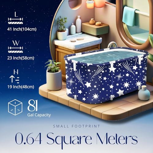 Valajogi Portable Foldable Bathtub for Adults – Freestanding Hot & Ice Bath Tub for Home SPA, Compact & Easy Storage – Ideal for Relaxation, Devotional Use & Daily Bathing Star Design (Star Blue) - Image 5