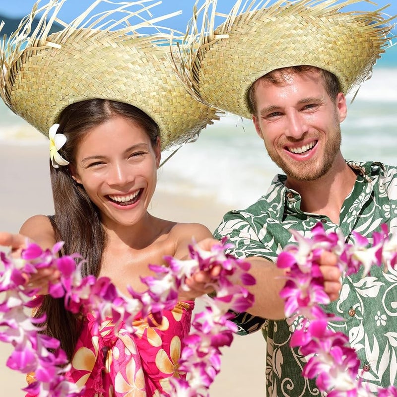 Patelai Hicarer 4 Pcs Beach Hat Costume Accessory Straw Hat Costume Beachcomber Hats for Beach Themed Party Hillbilly - Image 2
