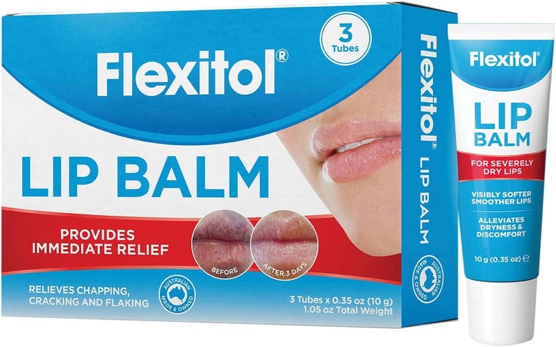 Flexitol Lip Balm 035 Ounce Tube Cream White 3 Count Pack of 1