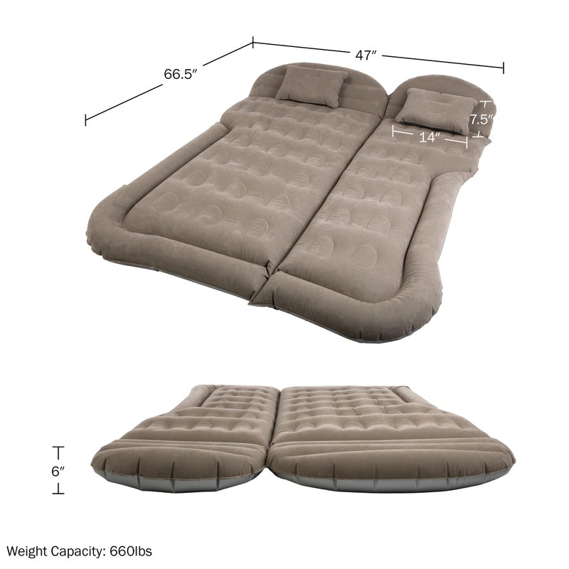 Wakeman Inflatable Mattress - Car Air Mattress for SUV or Tent with Aux Outlet Pump and 2 Inflatable Pillows - Car Camping Gear Outdoors (Gray) - Image 3