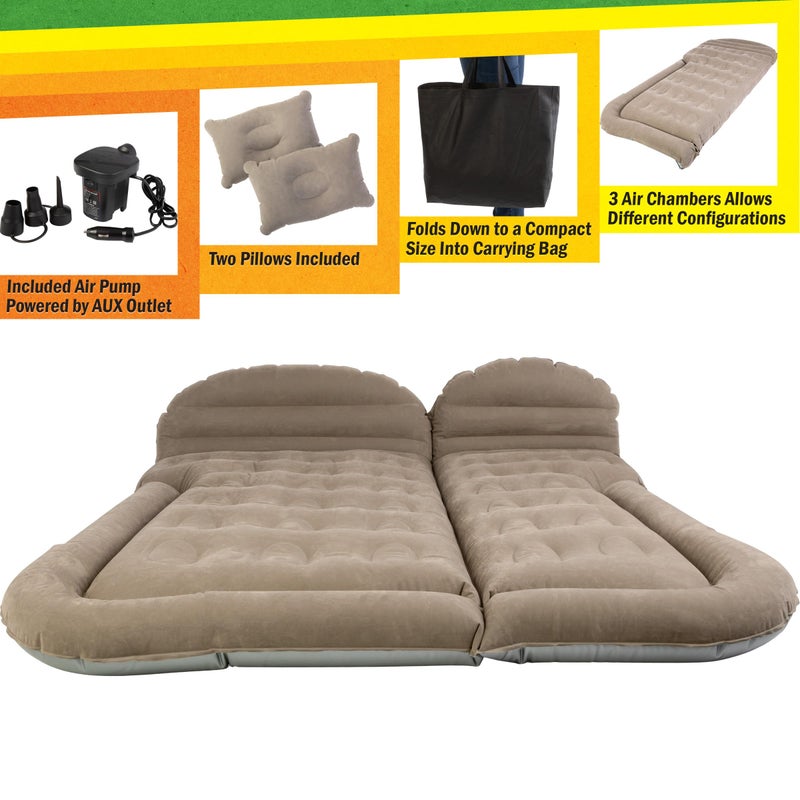 Wakeman Inflatable Mattress - Car Air Mattress for SUV or Tent with Aux Outlet Pump and 2 Inflatable Pillows - Car Camping Gear Outdoors (Gray) - Image 5